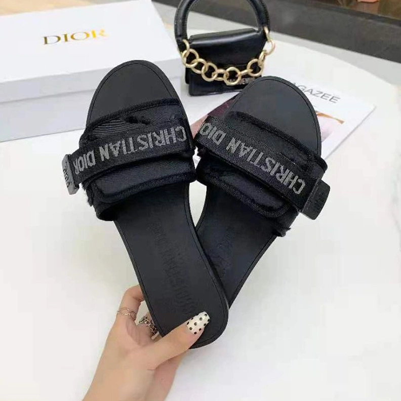 Comfortable 5639 Diorevolution Slides Women Camouflage Technical Fabric Black