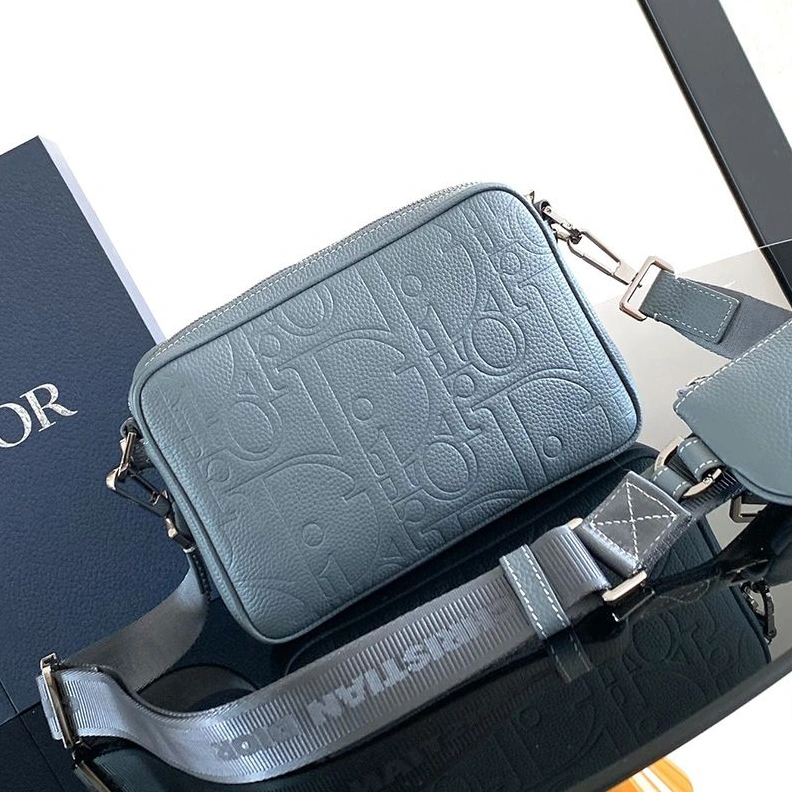 Comfortable 6226 Dior Saddle Triple Pouch In Dior Signature Grained Calfskin Deep Grey