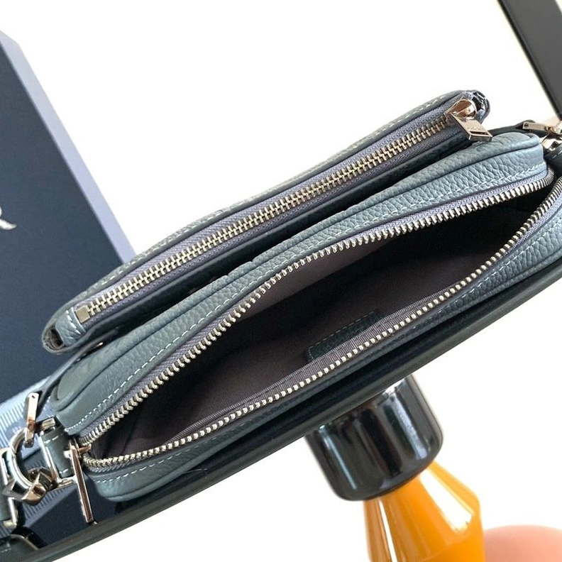 Comfortable 6226 Dior Saddle Triple Pouch In Dior Signature Grained Calfskin Deep Grey