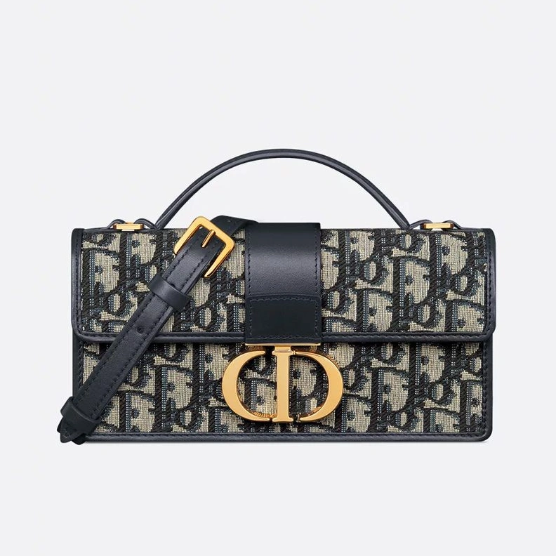Comfortable 6873 Mini Dior Miss Montaigne Bag In Oblique Motif Canvas Blue