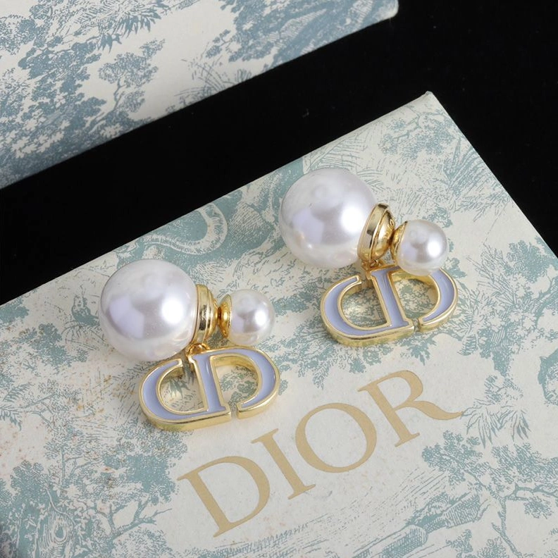 Comfortable 7066 Dior Tribales Earrings Metal, Pearls and Lacquer Gold White