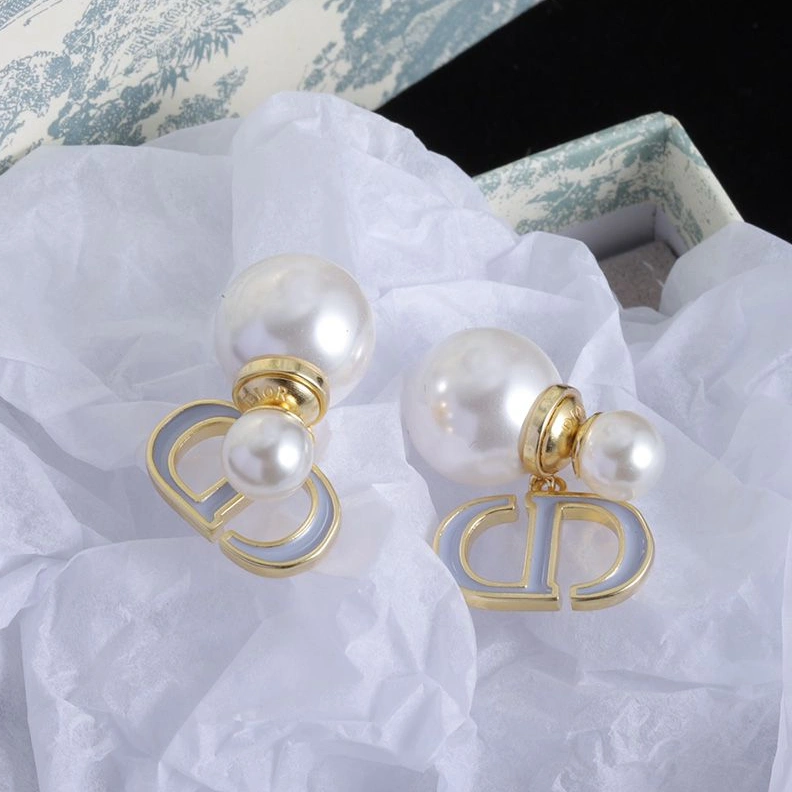 Comfortable 7066 Dior Tribales Earrings Metal, Pearls and Lacquer Gold White