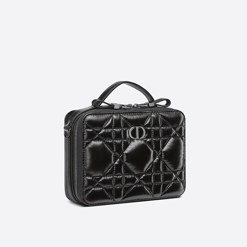 Comfortable 7317 Dior Caro Box Bag with Chain Cannage Calfskin Black