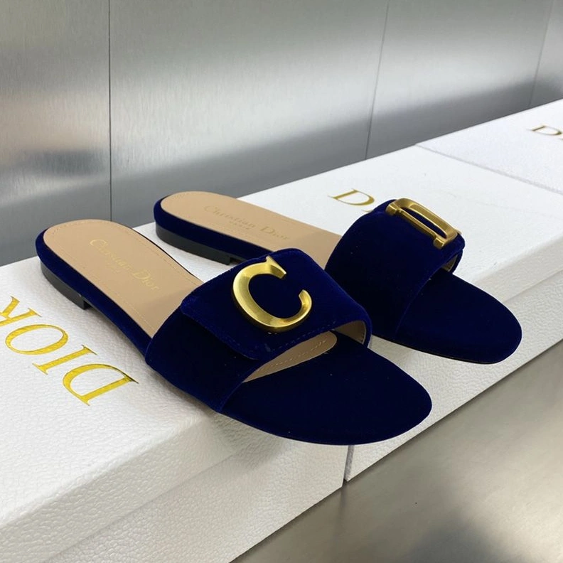 Comfortable 7741 C'est Dior Slides Women Velvet Blue