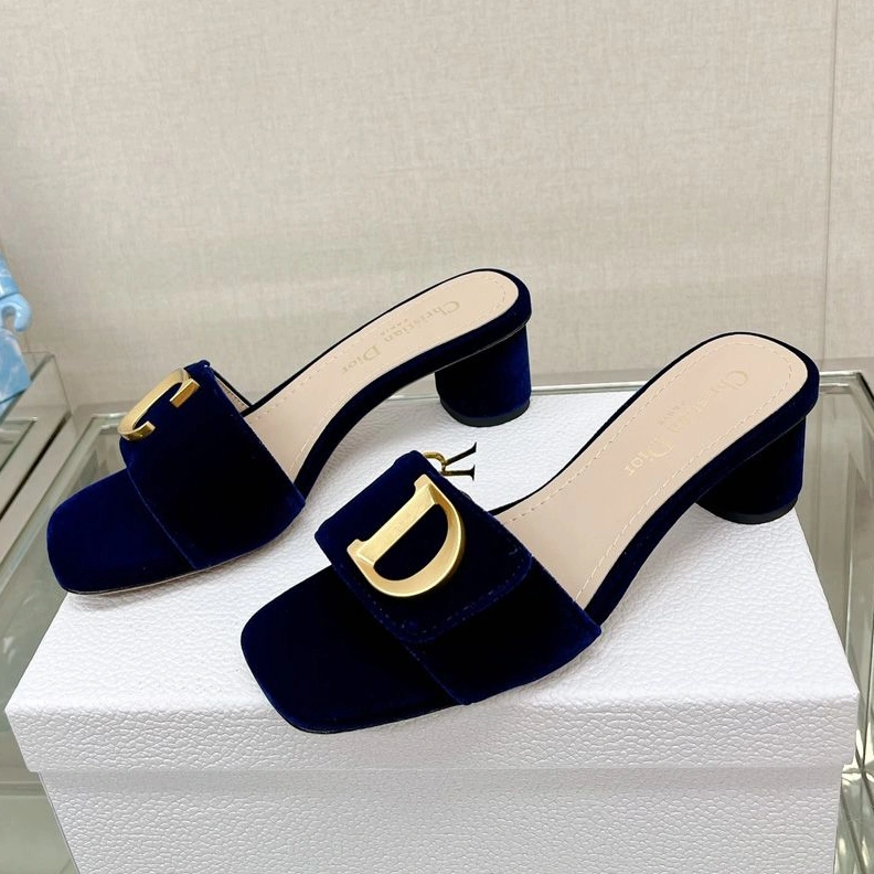 Comfortable 7741 C'est Dior Slides Women Velvet Blue