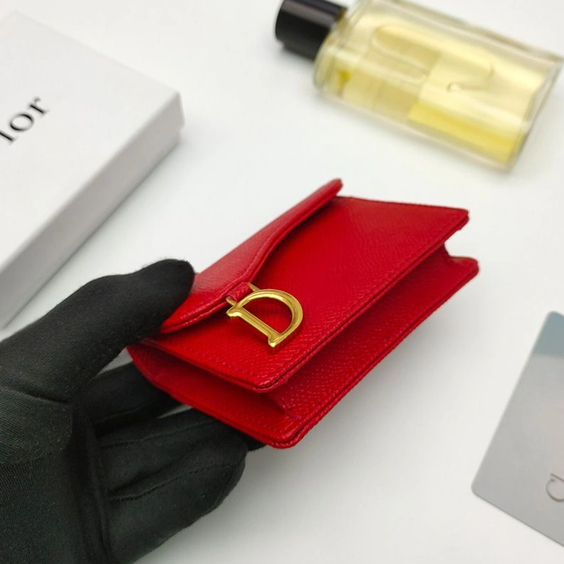 Comfortable 9320 Dior Saddle Bloom Card Holder In Grained Calfskin Red