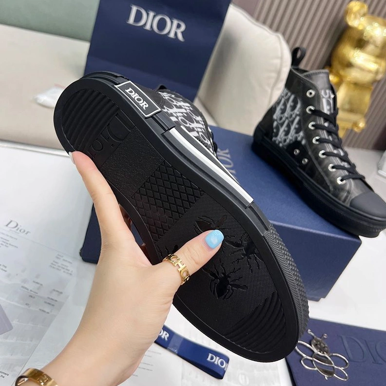 Comfortable 9845 Dior B23 High-Top Sneakers Unisex Oblique Motif Canvas Black
