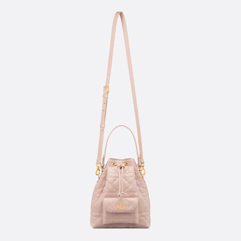 Comfortable 9883 Small Dior Caro Bucket Bag In Macrocannage Lambskin Cherry