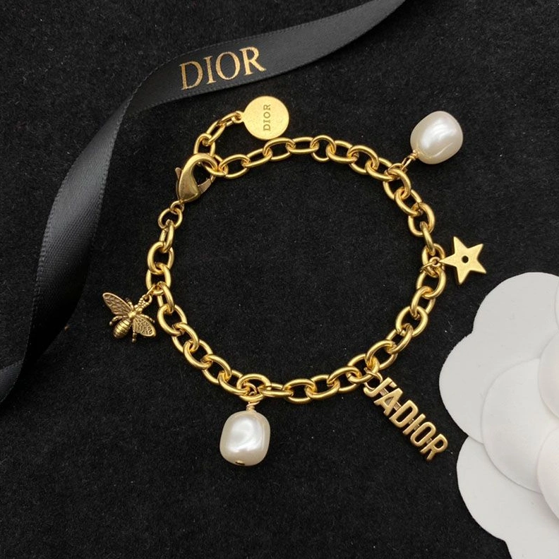 DailyWear 1169 Dior J'ADIOR Bracelet Metal, White Resin Pearls Gold