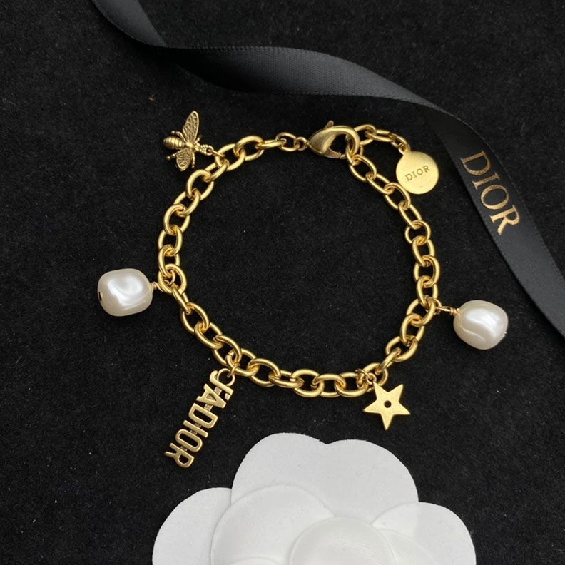 DailyWear 1169 Dior J'ADIOR Bracelet Metal, White Resin Pearls Gold