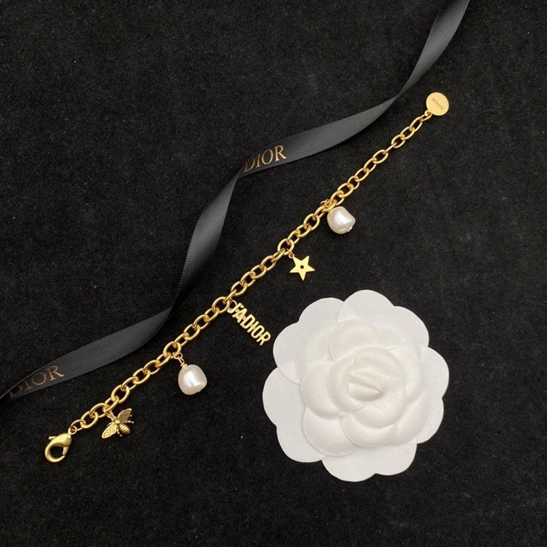 DailyWear 1169 Dior J'ADIOR Bracelet Metal, White Resin Pearls Gold