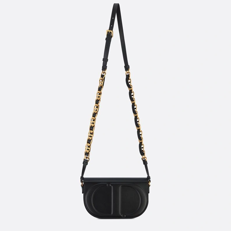 DailyWear 2333 Mini Dior CD Signature Messenger Box Calfskin Black