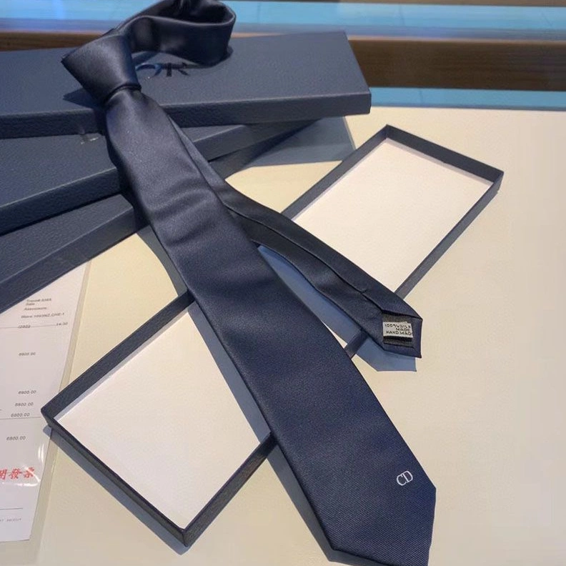 DailyWear 4296 Dior Tie CD Motif Silk Navy Blue