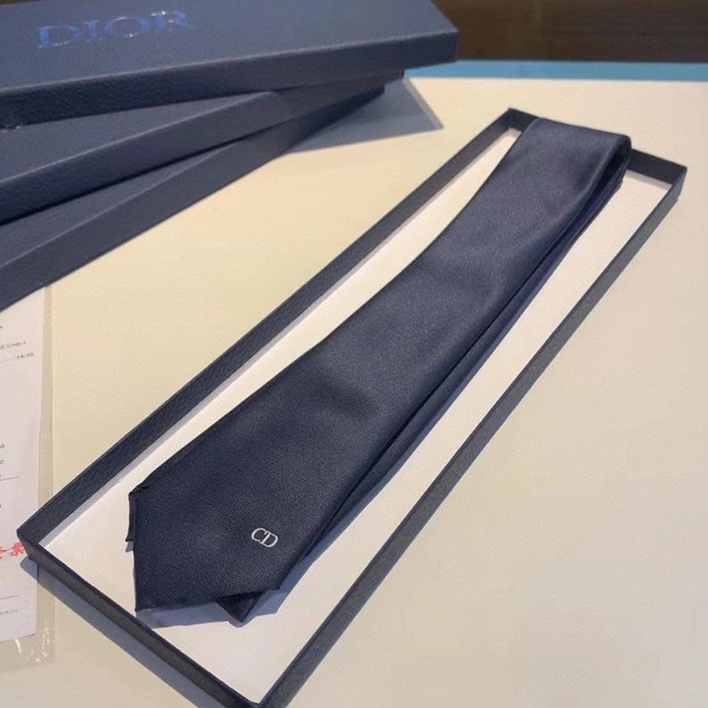 DailyWear 4296 Dior Tie CD Motif Silk Navy Blue