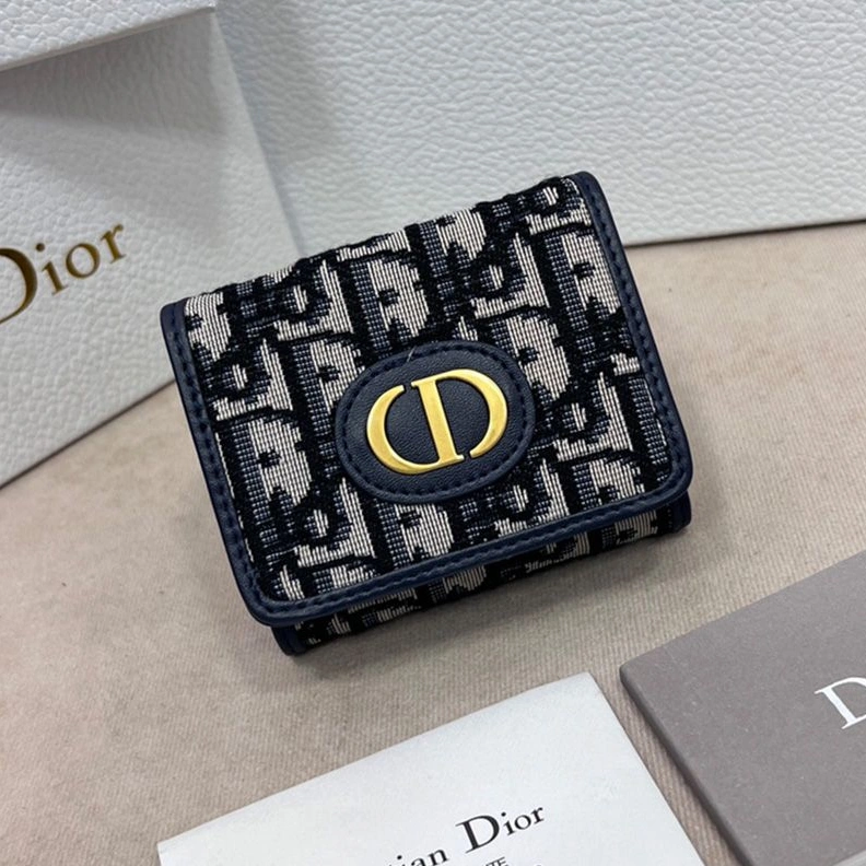 DailyWear 4697 Dior 30 Montaigne Wallet Oblique Motif Canvas Blue