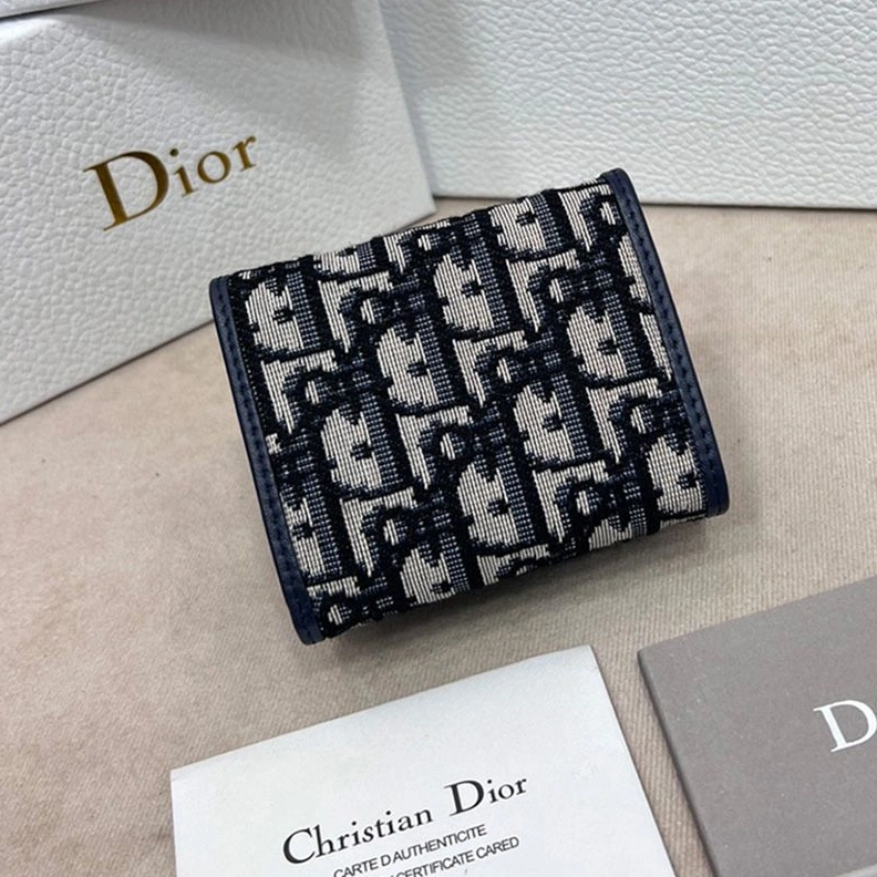DailyWear 4697 Dior 30 Montaigne Wallet Oblique Motif Canvas Blue