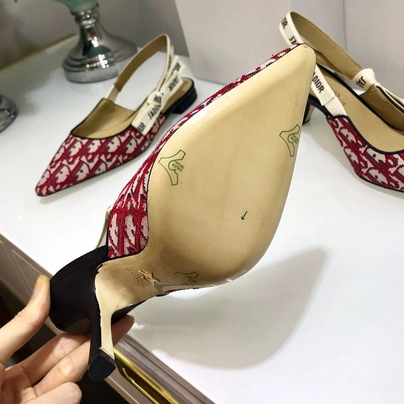 DailyWear 4790 J'Adior Slingback Pumps Women Oblique Motif Canvas Burgundy