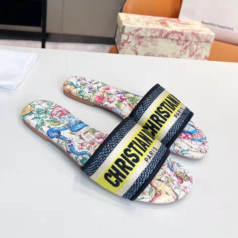 DailyWear 5058 Christian Dior Dway Slides Women D-Constellation Motif Canvas White