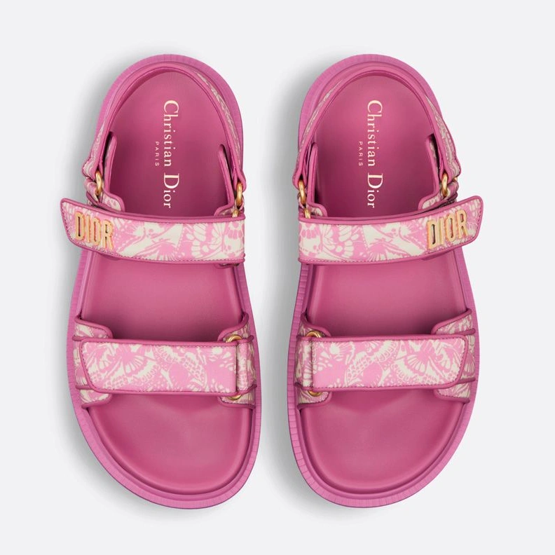 DailyWear 6222 DiorAct Sandals Women Butterfly Allover Motif Leather Rose