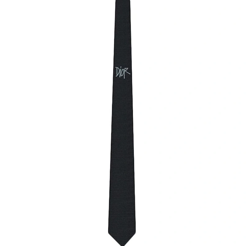 DailyWear 7727 Dior Tie Shawn Logo Motif Silk Black