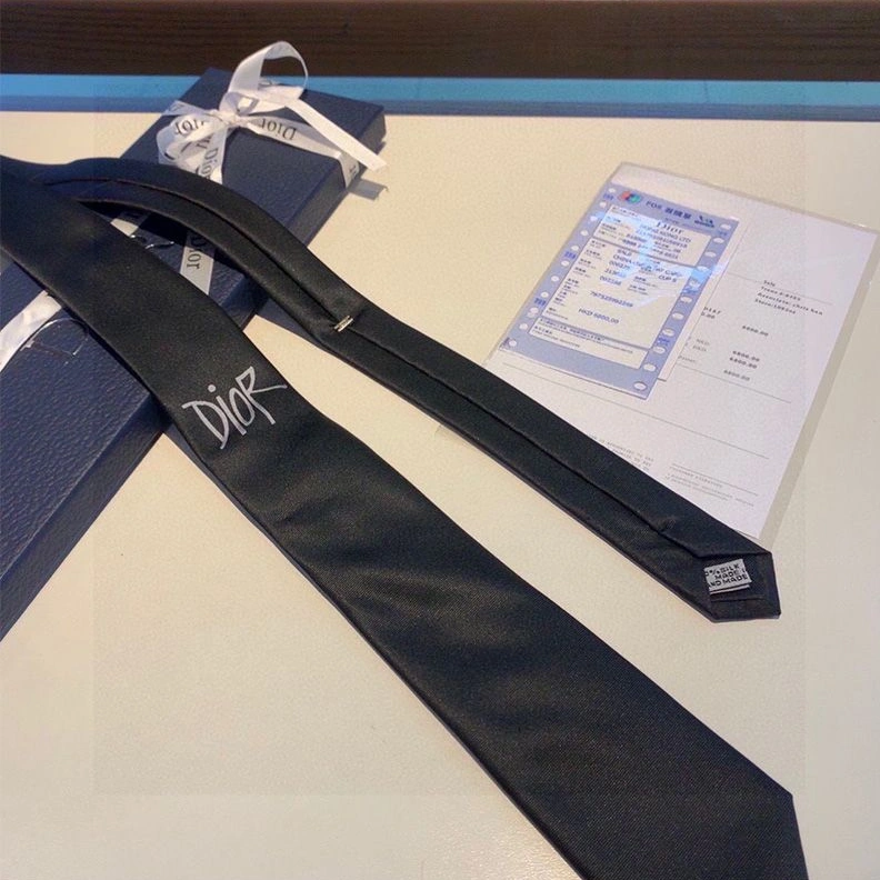 DailyWear 7727 Dior Tie Shawn Logo Motif Silk Black