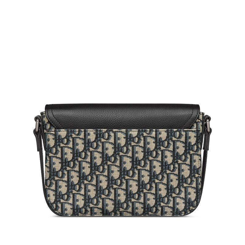 DailyWear 7728 Small Dior Saddle Flap Messenger In Oblique Motif Canvas and Grained Calfskin Blue