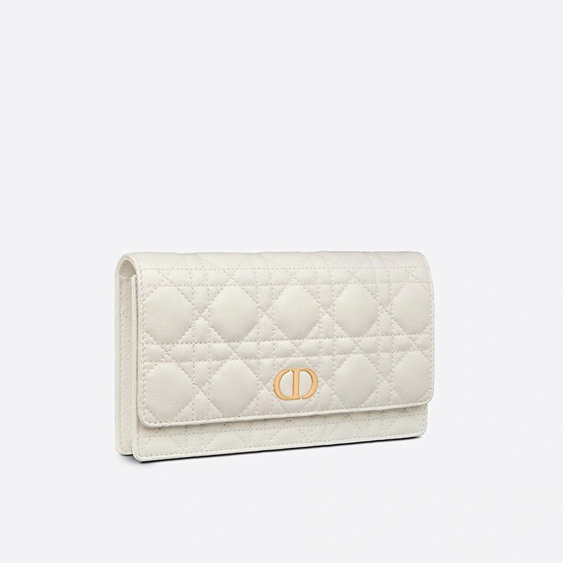 DailyWear 8025 Dior Caro Belt Pouch with Chain Cannage Calfskin White