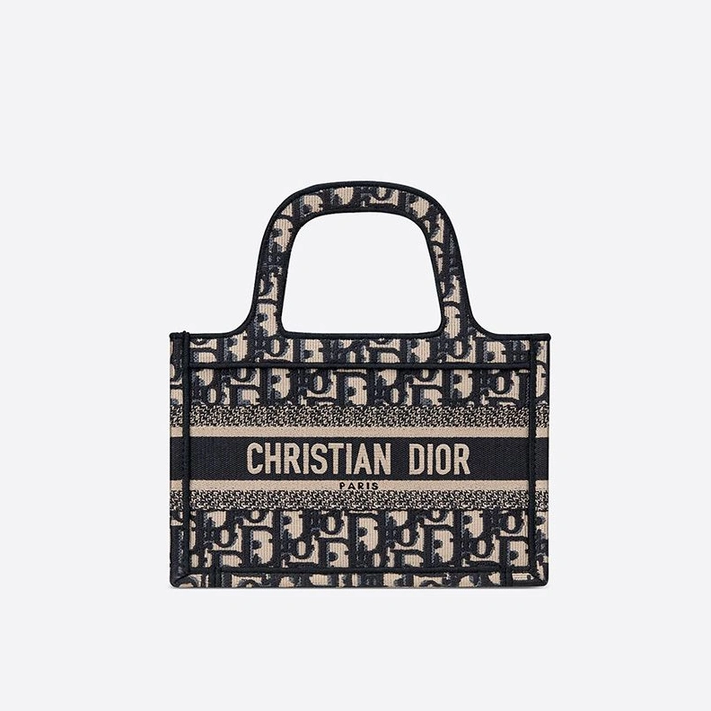 DailyWear 8604 Mini Dior Book Tote In Oblique Motif Canvas Blue