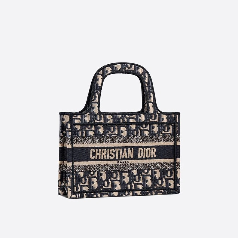 DailyWear 8604 Mini Dior Book Tote In Oblique Motif Canvas Blue