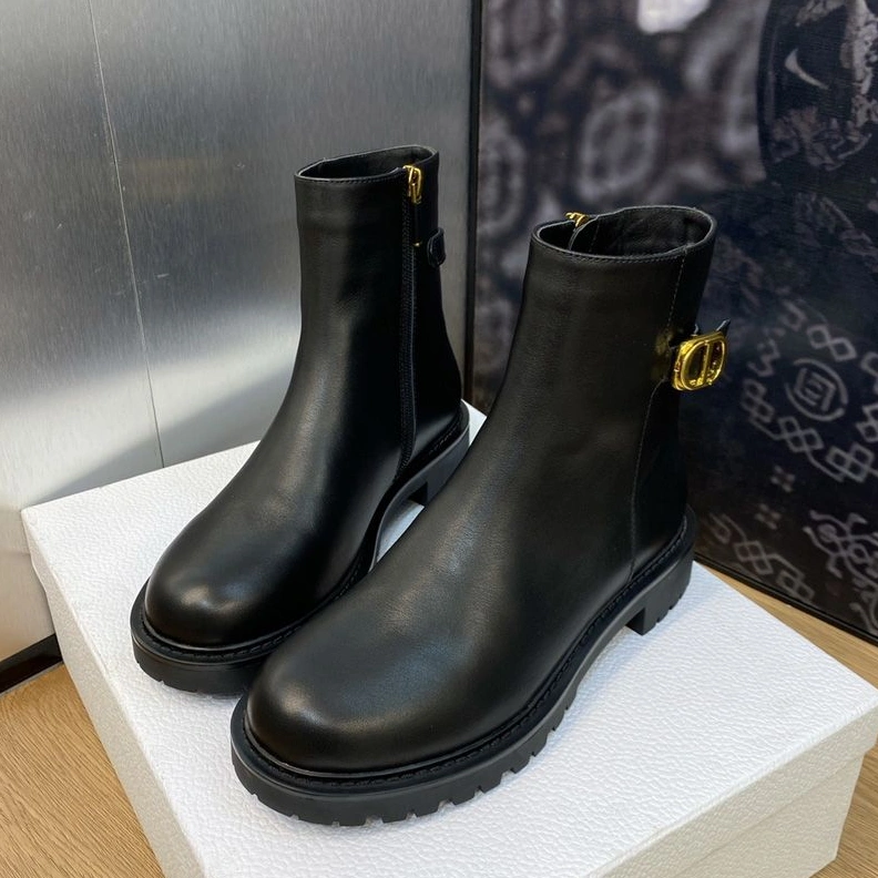 Dior 30 Montaigne Ankle Boots Women Calfskin Black TopPick 810