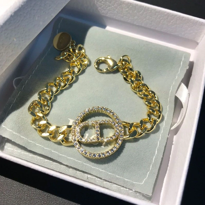 Dior 30 Montaigne Bracelet Metal And Silver Crystals Gold DailyWear 4761