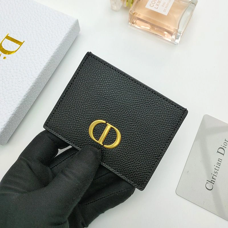 Dior 30 Montaigne Card Holder Grained Calfskin Black BestValue 2142