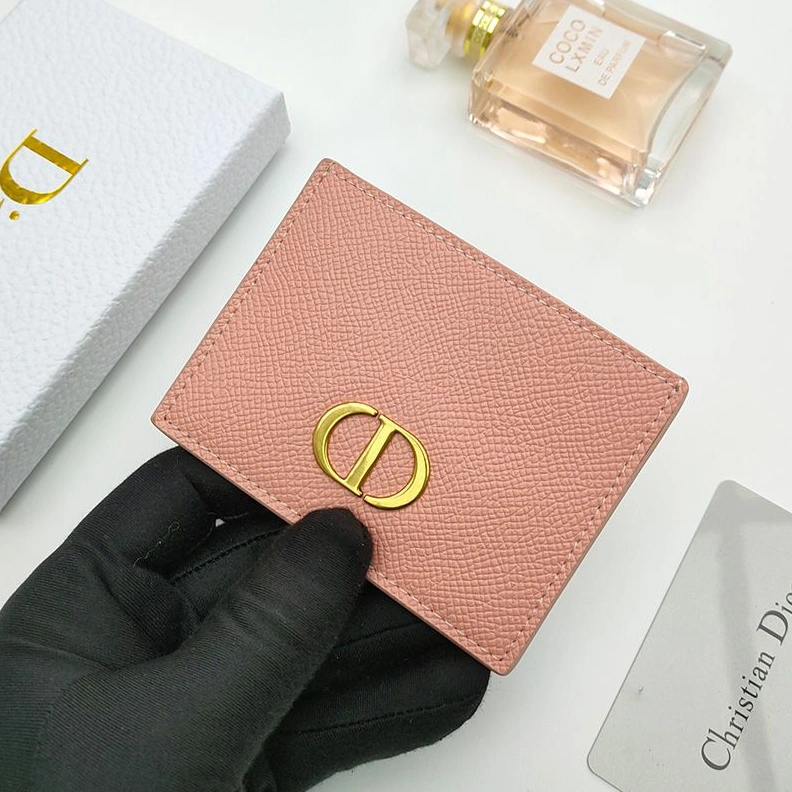 Dior 30 Montaigne Card Holder Grained Calfskin Pink Fashionable 5433