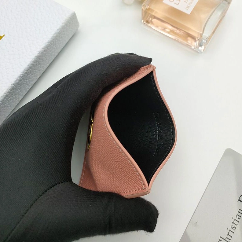 Dior 30 Montaigne Card Holder Grained Calfskin Pink Fashionable 5433