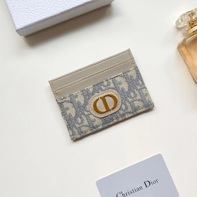 Dior 30 Montaigne Card Holder Oblique Motif Canvas With CD Icon Signature Grey AllSeason 4025
