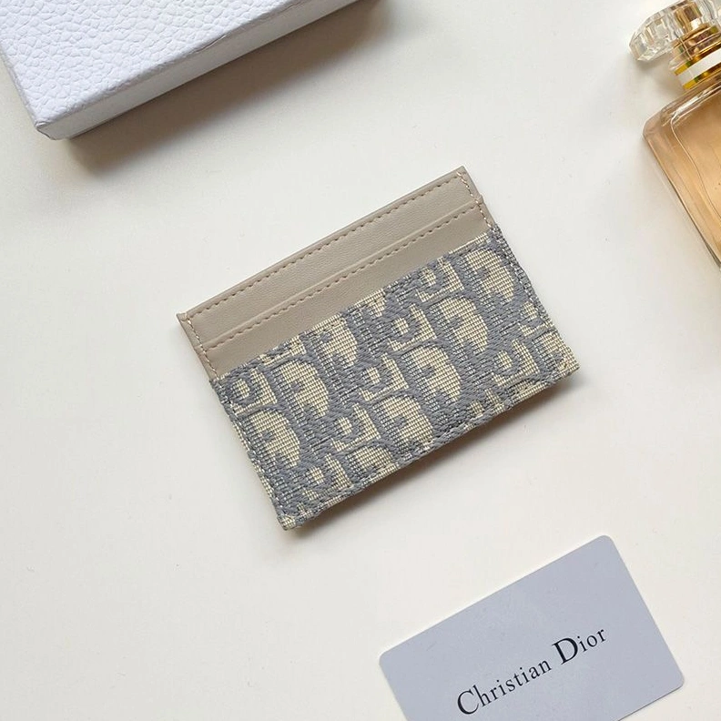 Dior 30 Montaigne Card Holder Oblique Motif Canvas With CD Icon Signature Grey AllSeason 4025