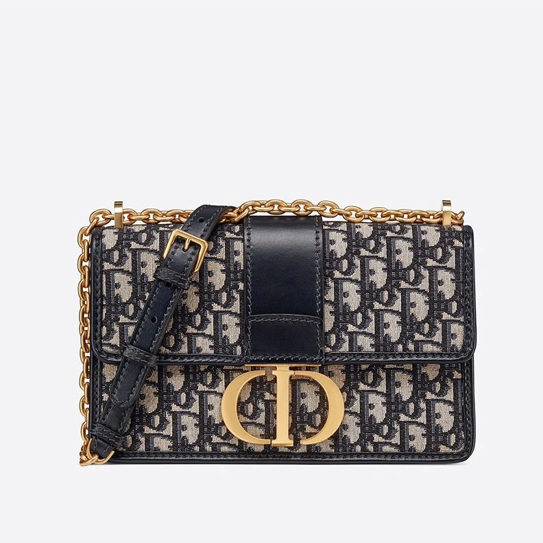 Dior 30 Montaigne Chain Bag In Oblique Motif Canvas Blue AllSeason 6522