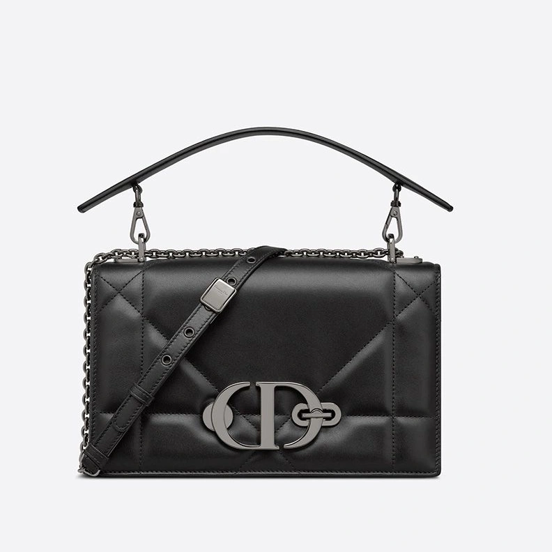 Dior 30 Montaigne Chain Bag with Handle In Maxicannage Lambskin Black Comfortable 2078