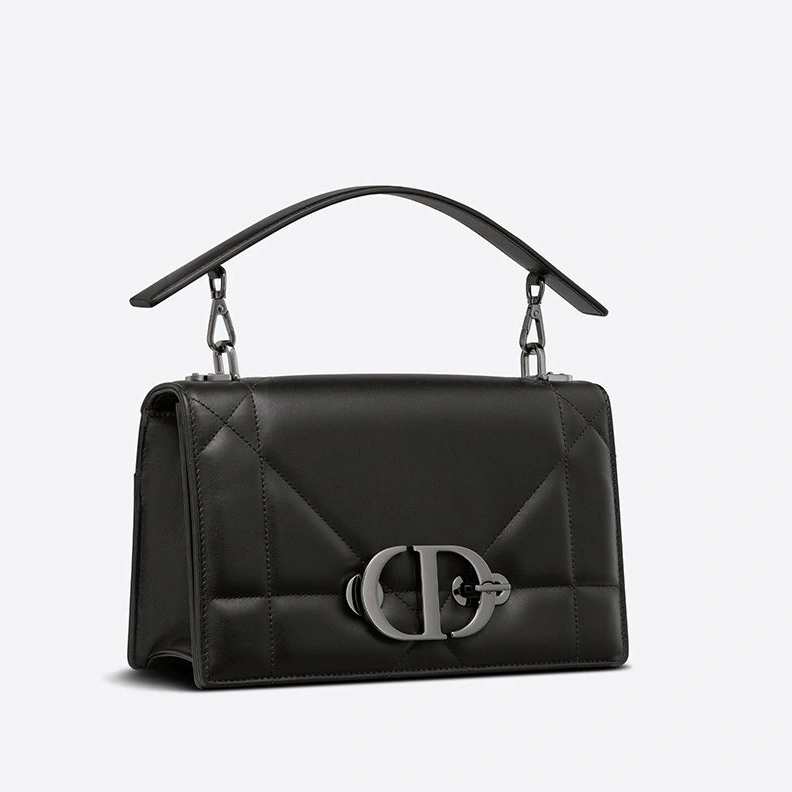 Dior 30 Montaigne Chain Bag with Handle In Maxicannage Lambskin Black Comfortable 2078