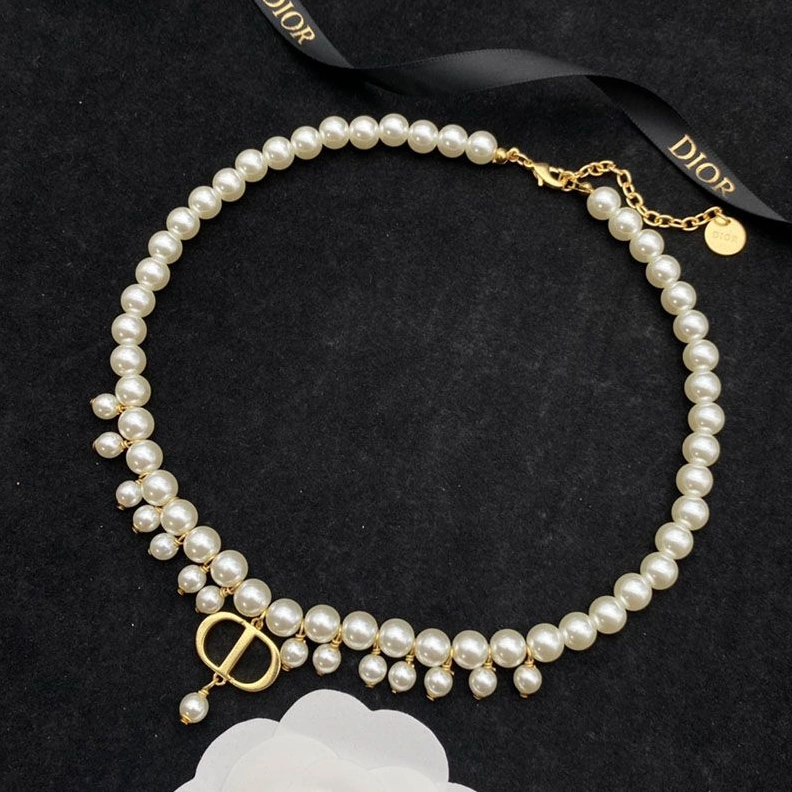 Dior 30 Montaigne Choker Gold-Finish Metal and White Resin Pearls Gold BestValue 1722
