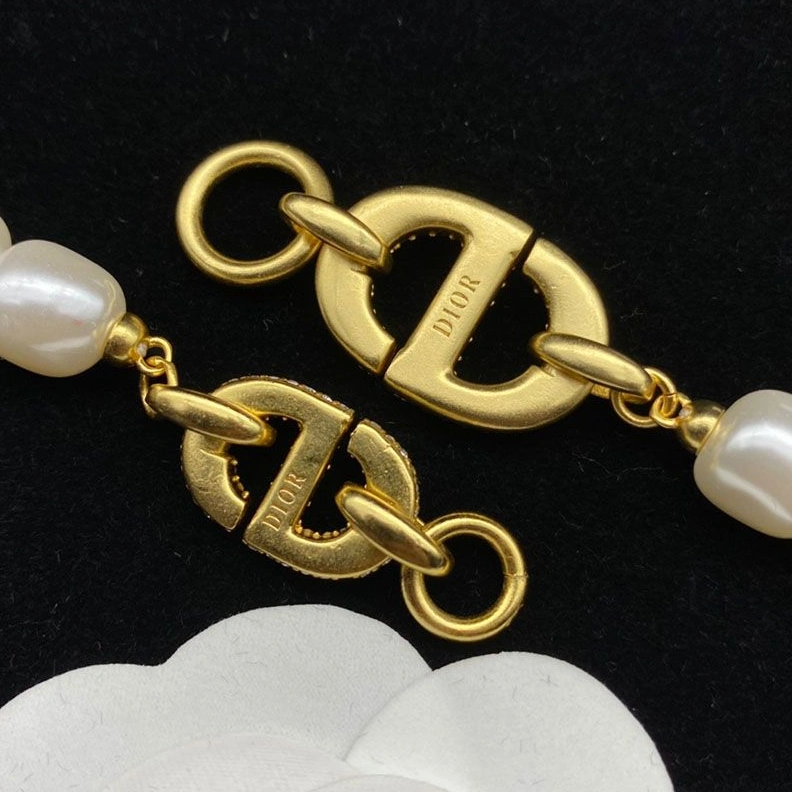 Dior 30 Montaigne Choker Metal, White Resin Pearls And White Crystals Gold SmartChoice 3264
