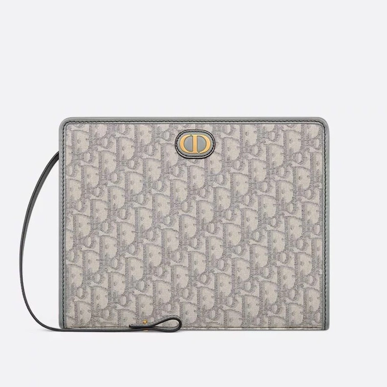 Dior 30 Montaigne Dea Pouch In Oblique Motif Canvas Grey StreetReady 467