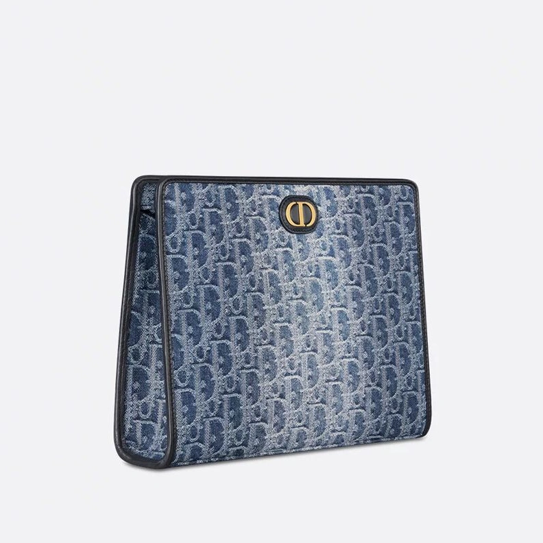 Dior 30 Montaigne Dea Pouch In Oblique Motif Denim Blue Trendy 7098