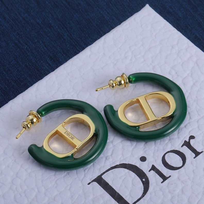 Dior 30 Montaigne Earrings Metal and Lacquer Gold Green BestValue 7654