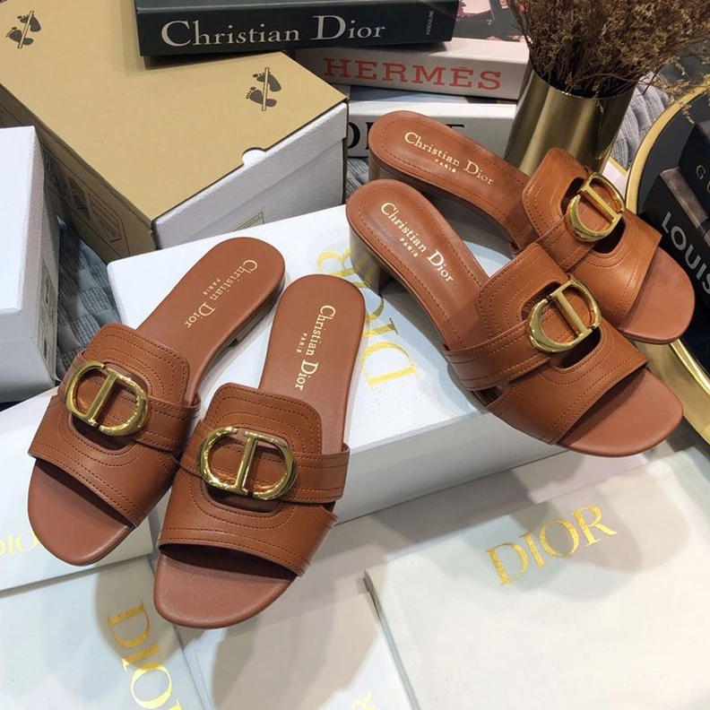 Dior 30 Montaigne Slides Women Calfskin Brown GoAnywhere 9452
