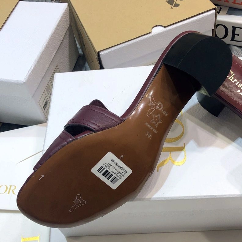 Dior 30 Montaigne Slides Women Calfskin Burgundy ModernLook 4438