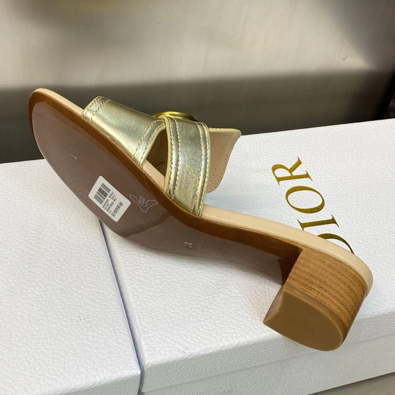 Dior 30 Montaigne Slides Women Calfskin Gold Trendy 6151