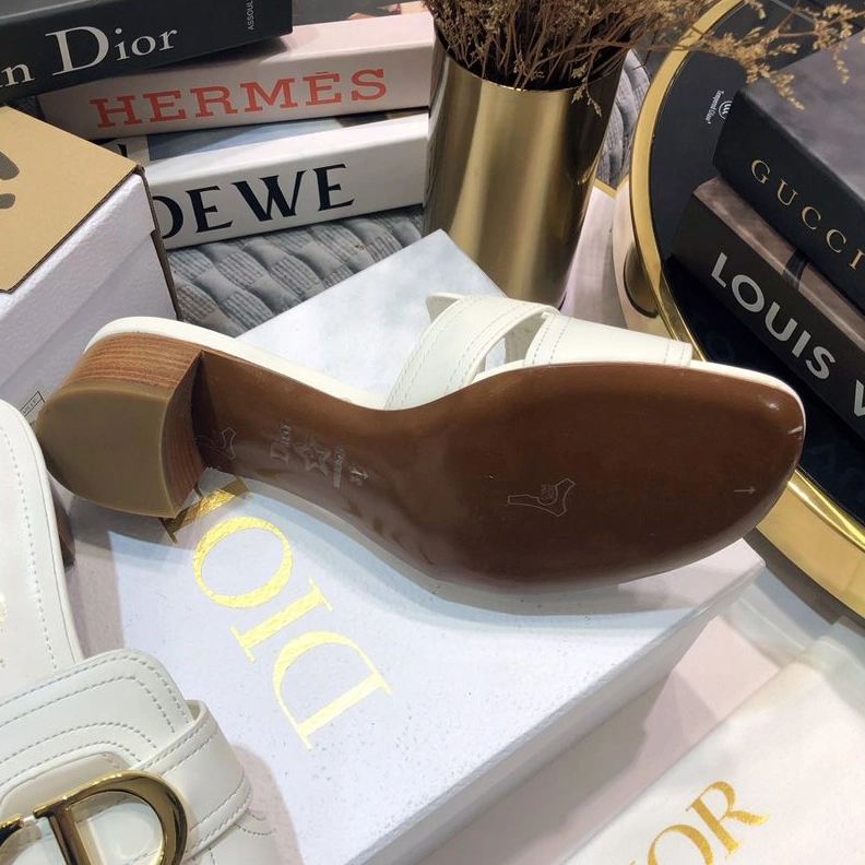 Dior 30 Montaigne Slides Women Calfskin White WellDesigned 5499