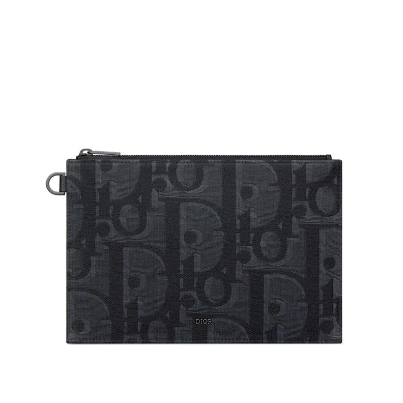 Dior A5 Pouch In Maxi Oblique Motif Canvas Black HighQuality 9456
