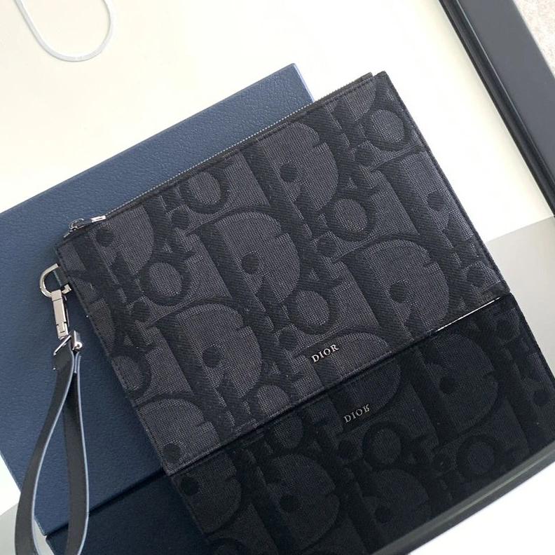 Dior A5 Pouch In Maxi Oblique Motif Canvas Black HighQuality 9456